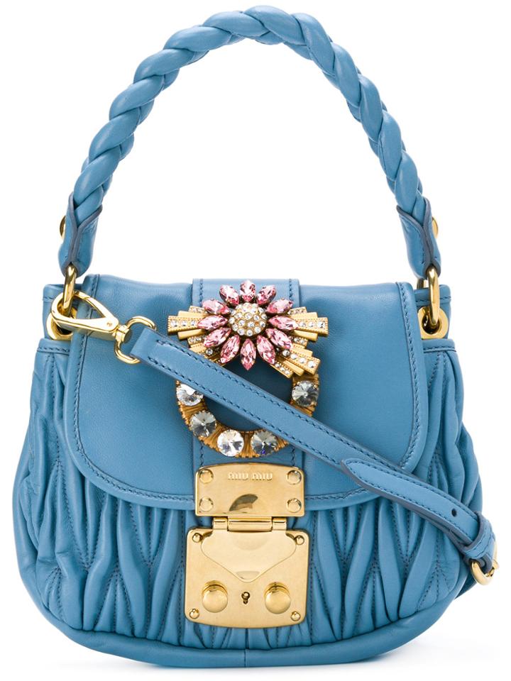 Miu Miu Chevron Pleated Satchel - Blue
