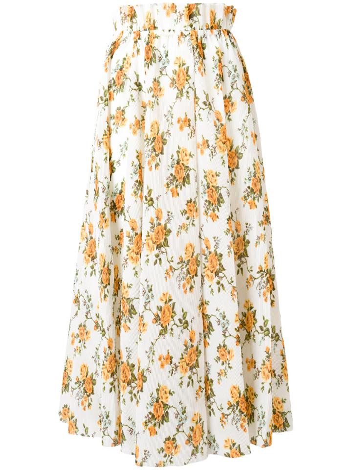 Zimmermann Golden Floral-print Plissé Skirt - Multicolour