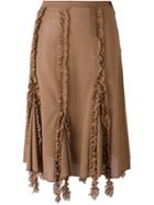 Romeo Gigli Vintage Ruffled Trim Skirt - Brown