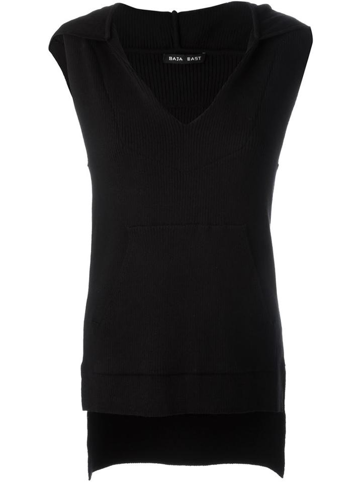 Baja East Hooded Ribbed Knit Top