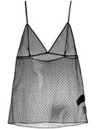 Saint Laurent Polka Dot Mesh Camisole - Black