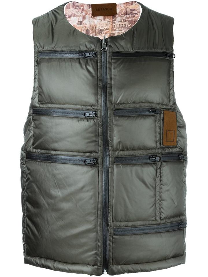 Letasca Quilted Zipped Vest, Men's, Size: Large, Green, Nylon