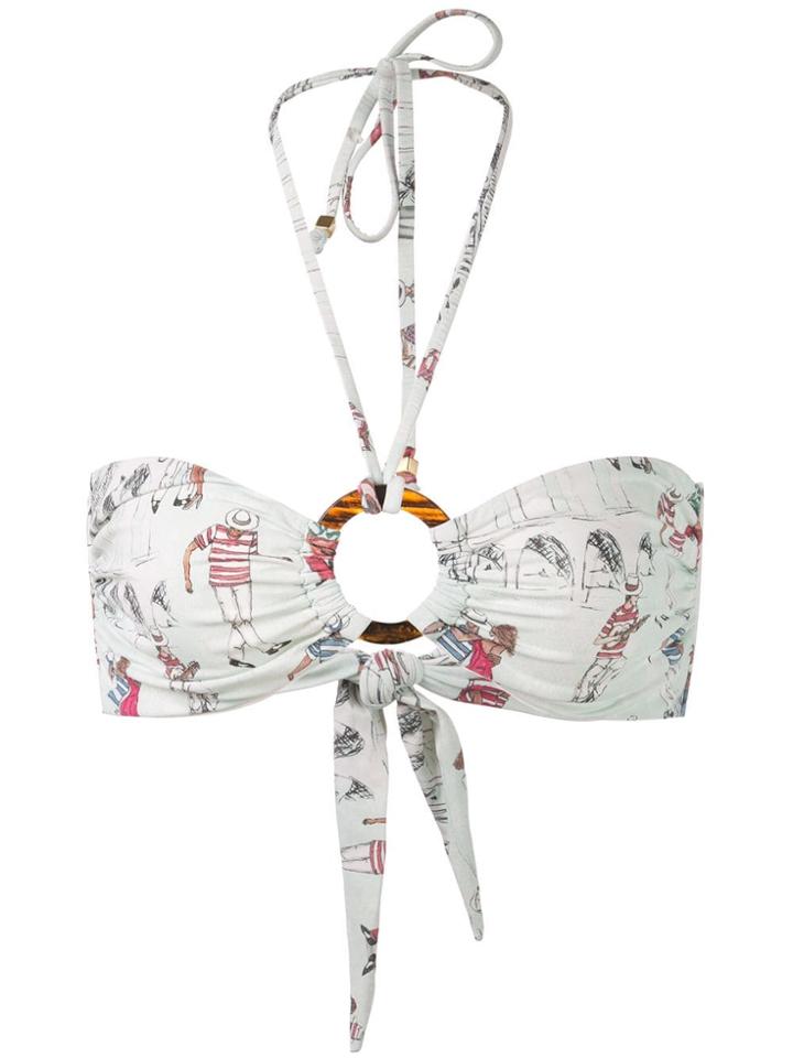Patbo Printed Bikini Top - White