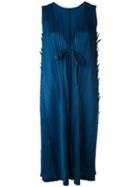 Pleats Please By Issey Miyake - Sleeveless Pleated Midi Coat - Women - Polyester - Iii, Blue, Polyester