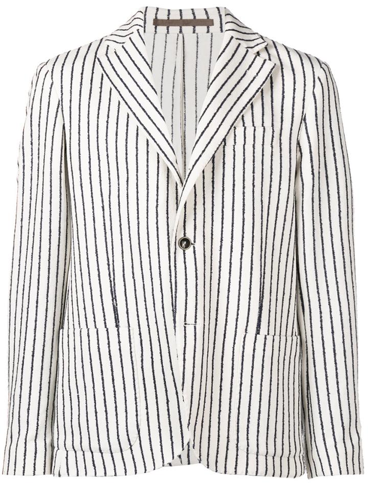 Eleventy Striped Single Breasted Blazer - Nude & Neutrals