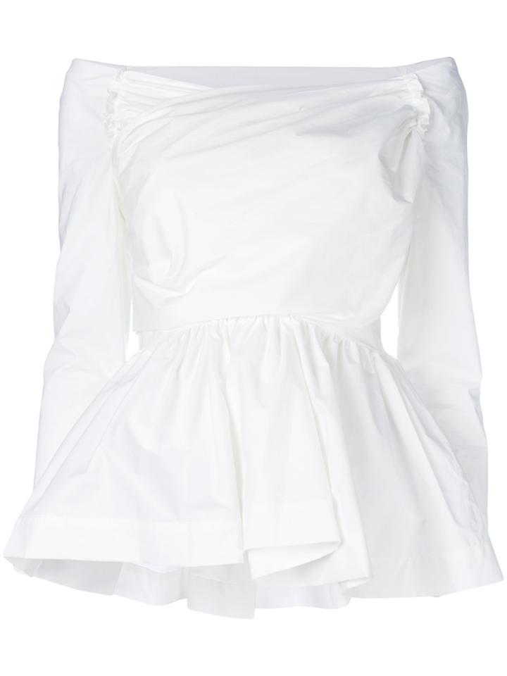 Isa Arfen Cotton Poplin Wrap Front Top - White
