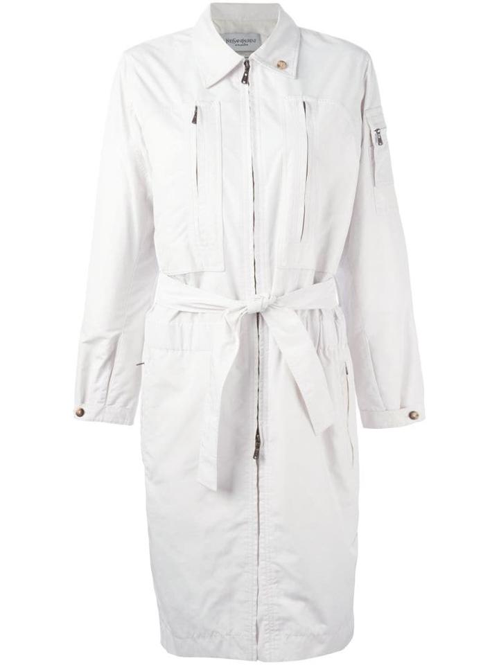Yves Saint Laurent Pre-owned Zipped Up Trench Coat - White