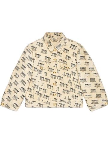 Gucci Gucci Invite Stamp Denim Jacket - Neutrals