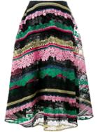 Valentino Striped Embroidered Midi Skirt, Women's, Size: 42, Cotton/polyester/metallic Fibre