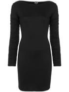 Just Cavalli Gathered Sleeve Fitted Dress - Black