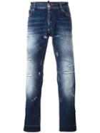 Philipp Plein Distressed Straight-leg Jeans, Men's, Size: 33, Blue, Cotton/polyester