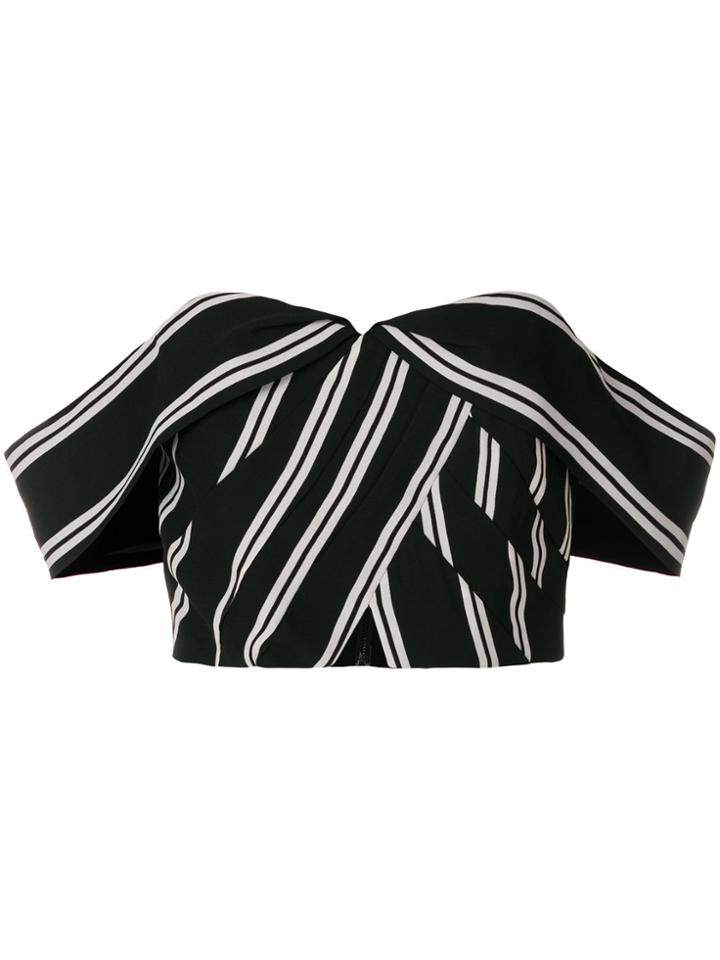 Alice+olivia Cropped Pinstripe Top - Black