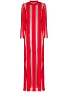 Marques'almeida Sheer Stripe Maxi Dress - Red
