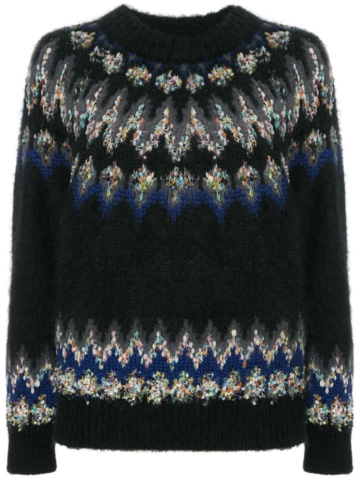 Coohem Nordic Embroidered Sweater - Black