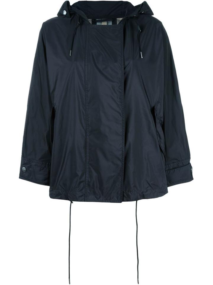 Burberry Brit Hooded Drawstring Jacket, Women's, Size: 8, Black, Polyamide/polyester/calf Leather