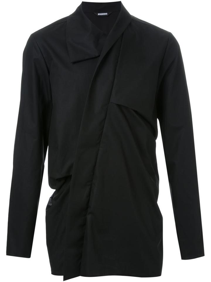 Moohong High Collar Draped Shirt, Men's, Size: 46, Black, Cotton