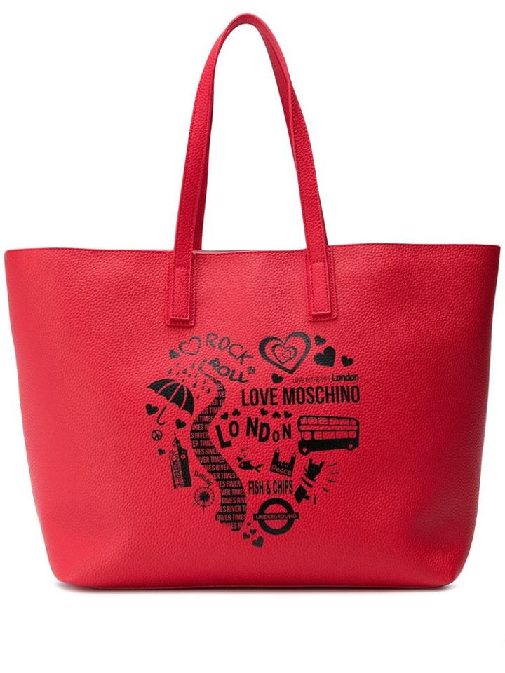 Love Moschino London Print Shopper Tote - Red