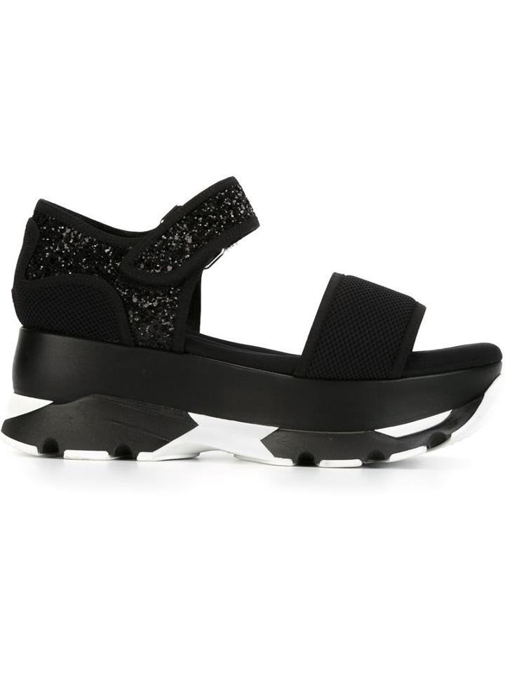 Marni Techno Fabric Sandals, Women's, Size: 40, Black, Polyester/rubber