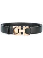Salvatore Ferragamo Gancini Belt, Women's, Size: 85, Black, Calf Leather