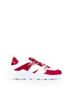 Leather Crown Chunky Lo-top Sneakers - Red