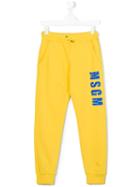 Msgm Kids - Logo Track Pants - Kids - Cotton - 14 Yrs, Yellow/orange