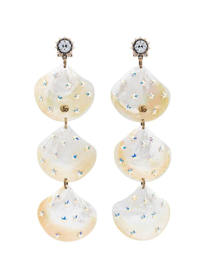 Gucci Pearl Shell Drop Earrings - White