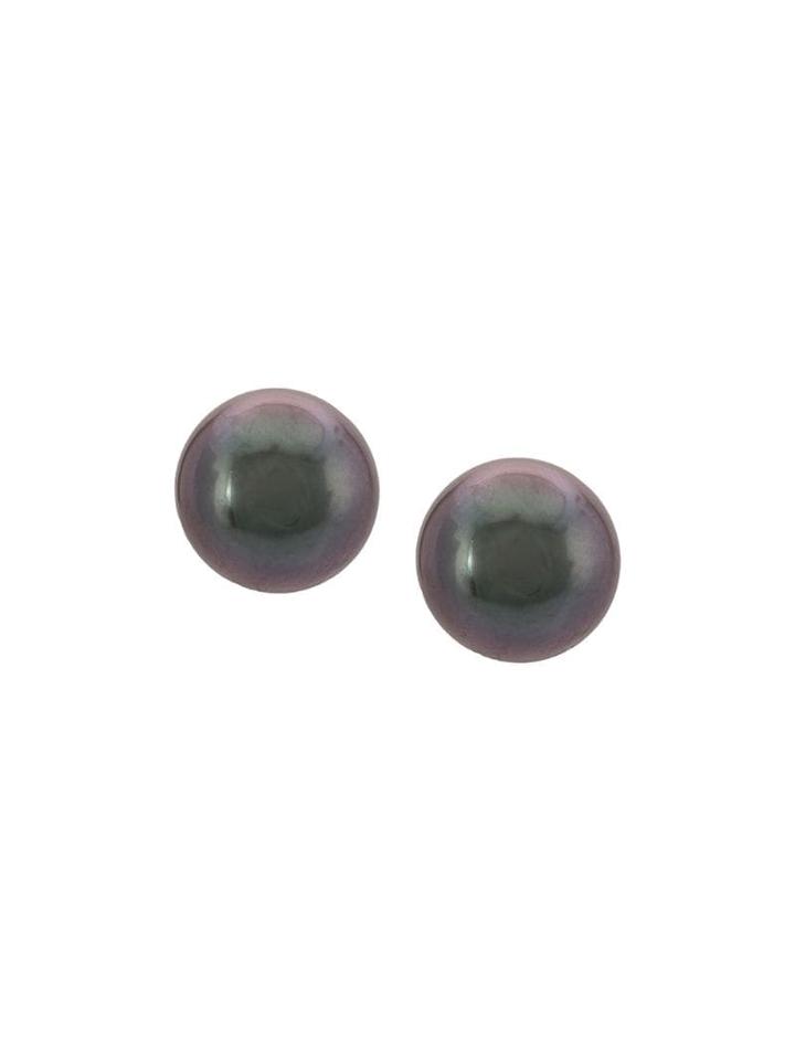 Baggins 18kt White Gold 8mm Black Tahitian Pearl Studs - Grey