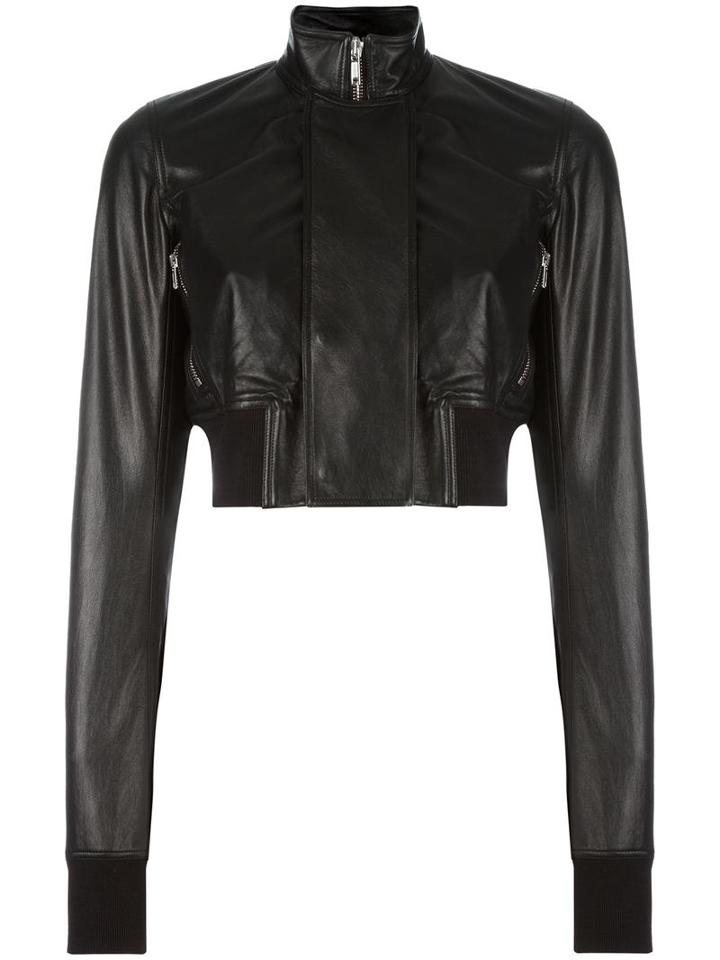 Rick Owens Glitter Egon Leather Jacket, Women's, Size: 40, Black, Leather/viscose/cupro