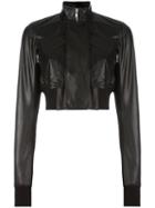 Rick Owens Glitter Egon Leather Jacket, Women's, Size: 40, Black, Leather/viscose/cupro