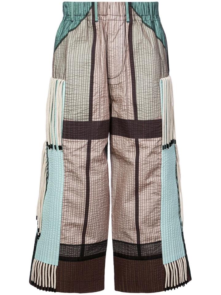 Craig Green Cropped Quilted Trousers - Blue