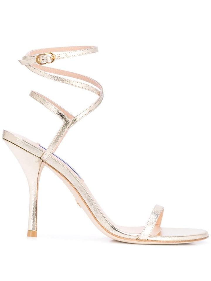 Stuart Weitzman Metallic High Heeled Sandals - Silver