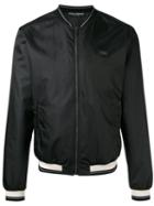Dolce & Gabbana Zipped Bomber Jacket, Men's, Size: 52, Black, Polyester/zamac/calf Leather