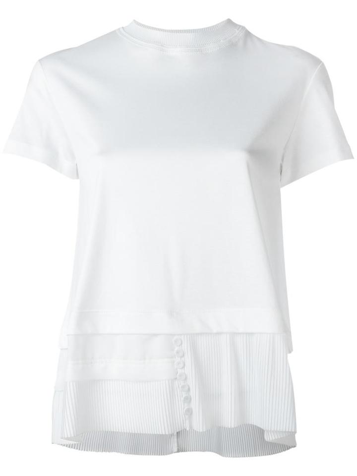 Carven Pleated Sheer Detailing T-shirt, Women's, Size: Xs, White, Cotton