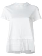 Carven Pleated Sheer Detailing T-shirt, Women's, Size: Xs, White, Cotton
