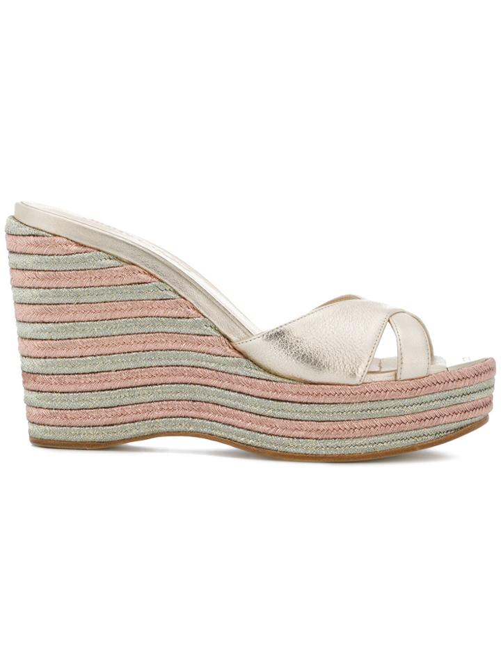 Jimmy Choo Sparkly Wedge Sandals - Metallic