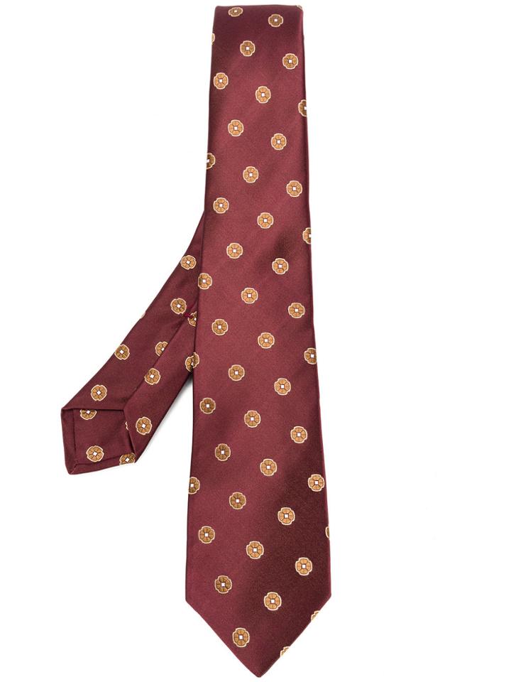 Kiton Floral Spot Tie - Red