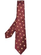 Kiton Floral Spot Tie - Red