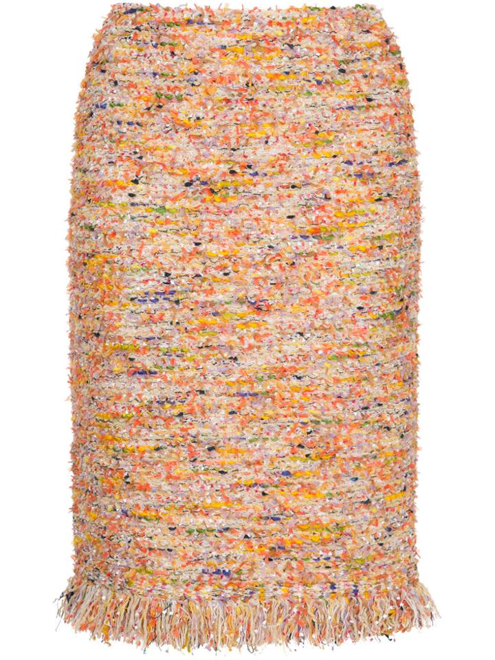 Estnation Embroidered Pencil Skirt - Yellow & Orange