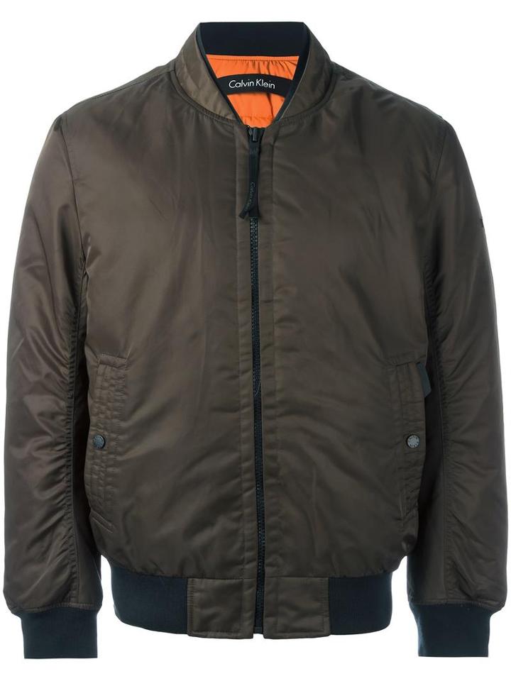 Calvin Klein Classic Bomber Jacket, Men's, Size: 50, Green, Nylon/polyester