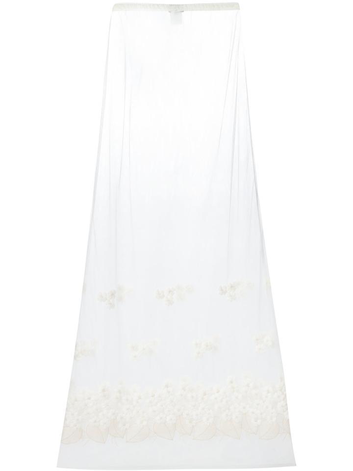 Yes Master Embroidered Sheer Skirt, Women's, Size: Small, White, Silk/spandex/elastane