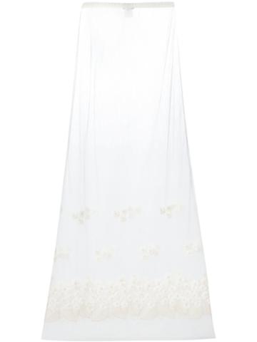 Yes Master Embroidered Sheer Skirt, Women's, Size: Small, White, Silk/spandex/elastane