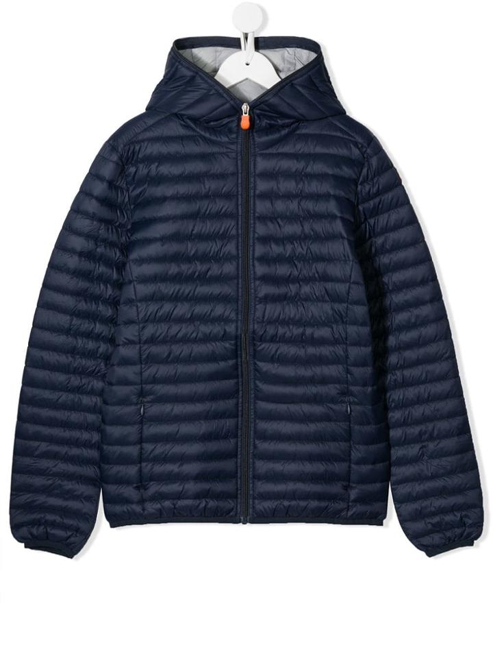 Save The Duck Kids Teen Quilted Hooded Jacket - Blue