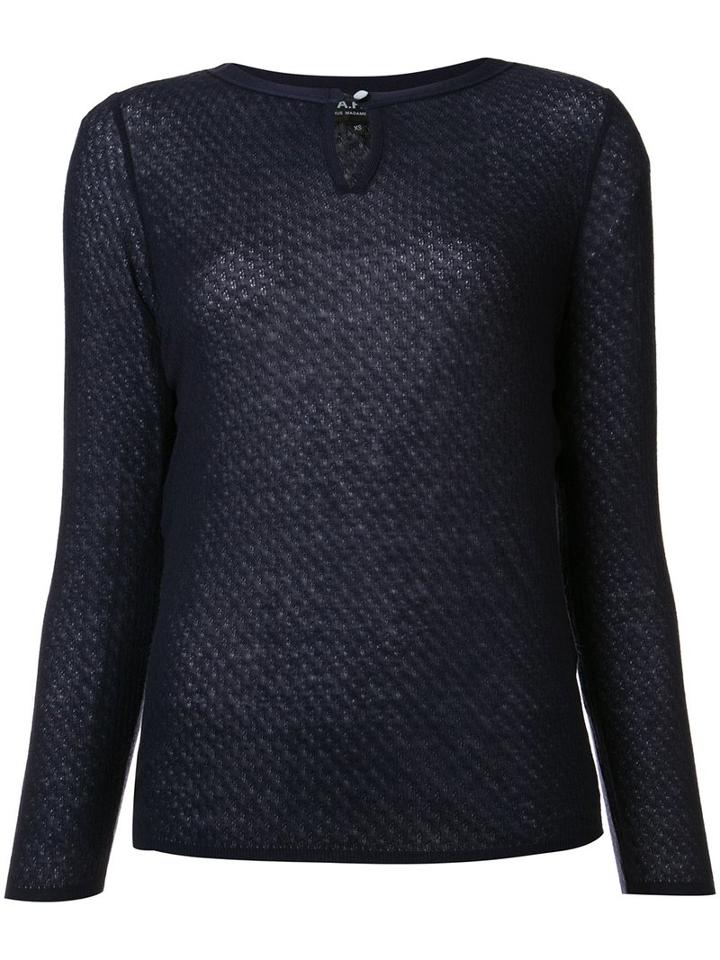 A.p.c. Reba Top, Women's, Size: Large, Blue, Tencel/wool