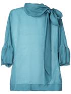 Paule Ka - Tie Neck Woven Top - Women - Silk - 38, Women's, Green, Silk
