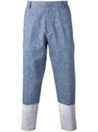 Msgm Patch Panel Trousers, Men's, Size: 46, Blue, Cotton/linen/flax