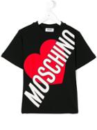 Moschino Kids - Heart Logo Print T-shirt - Kids - Cotton/spandex/elastane - 6 Yrs, Black