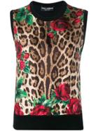 Dolce & Gabbana Mixed Print Knitted Top - Black