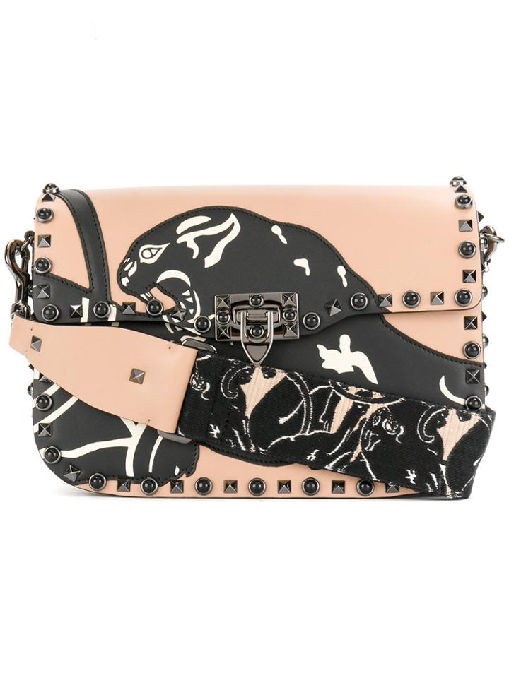 Valentino Valentino Garavani Rockstud Rolling Shoulder Bag - Nude &