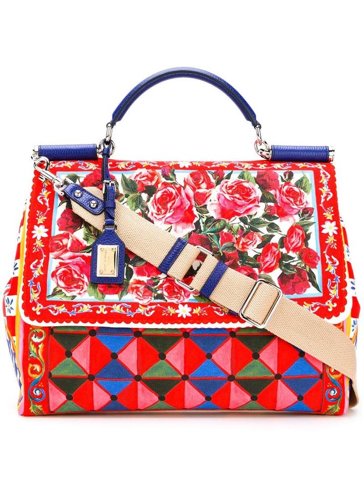 Dolce & Gabbana Large Sciliy Mambo Print Tote, Women's, Leather/cotton