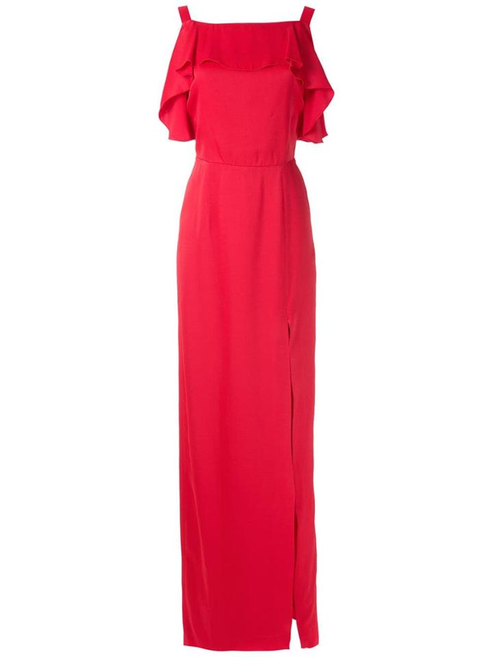 Tufi Duek Front Slit Silk Gown - Red